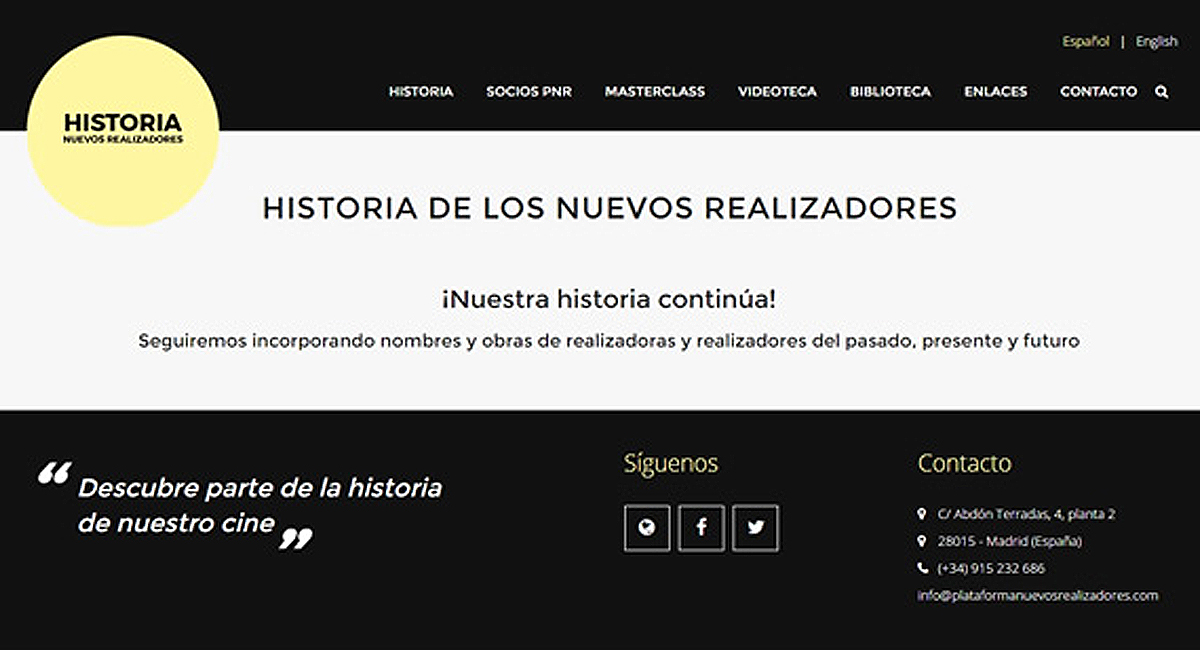 Presentación de la web www.historianuevosrealizadores.es